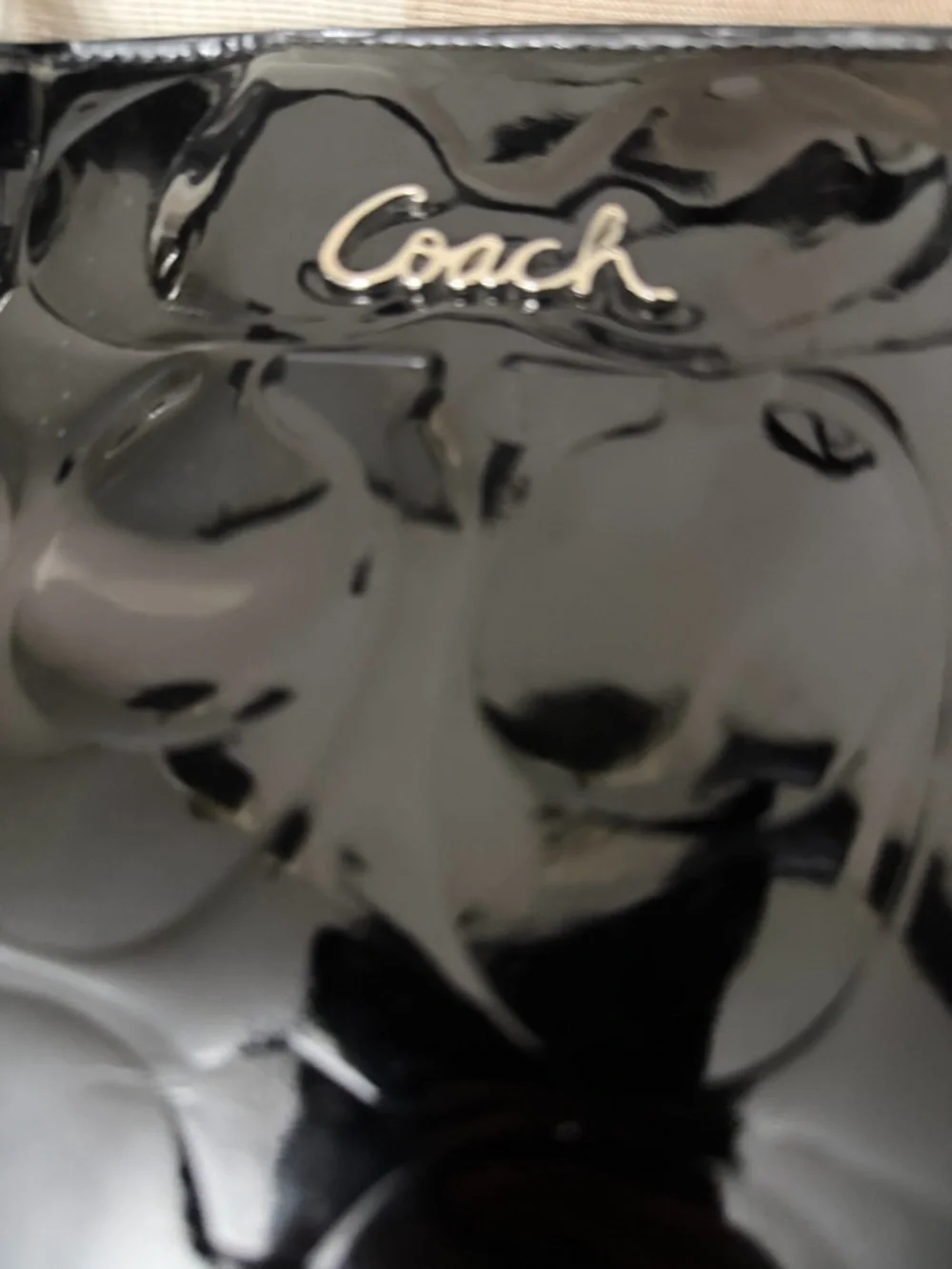 Coach Black Patent Leather Embossed Tote#F17729